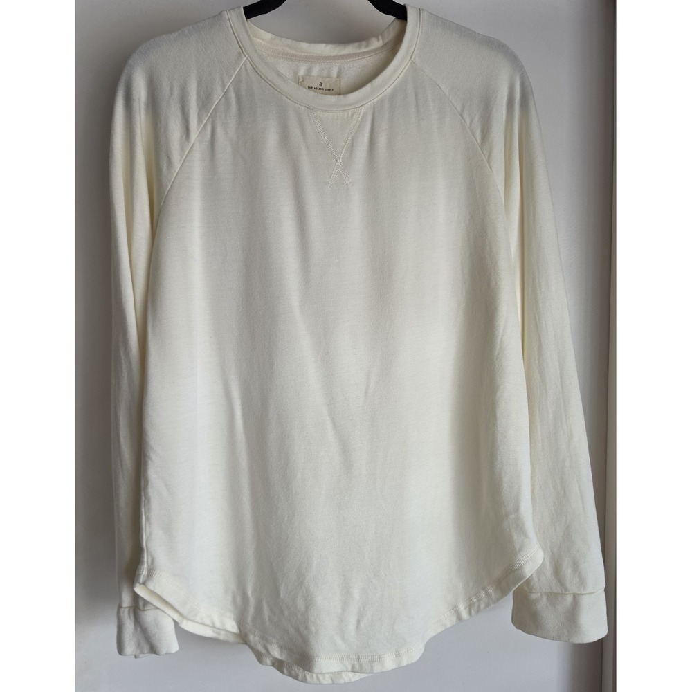 Thread and Supply Sweatshirt Medium Cream Crew Neck Long Sleeve Pullover Top